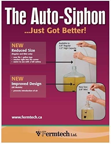 Fermtech Regular Deluxe Siphoning Kit, Regular Auto - Siphon, 24" Pro Wine Bottle Filler, Clamp and Tubing and 30" Brush.