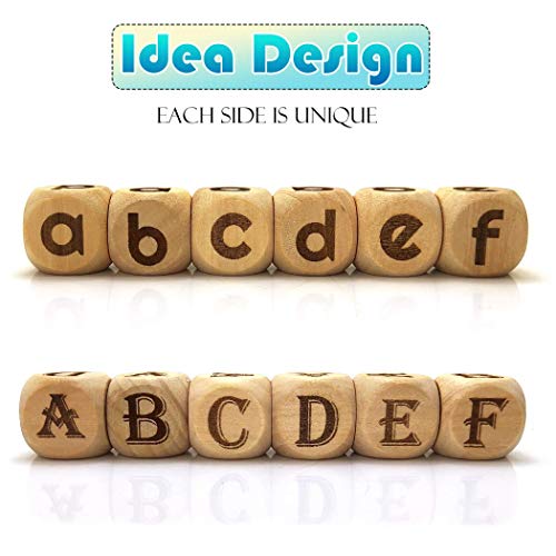 Creative Game Dice Set (8Pcs Identical Dices), 20MM Six Sided Square Wooden English Letter Pattern Rolling Dices for Party Gaming Favors (M2) - size: 8PCS(M2)