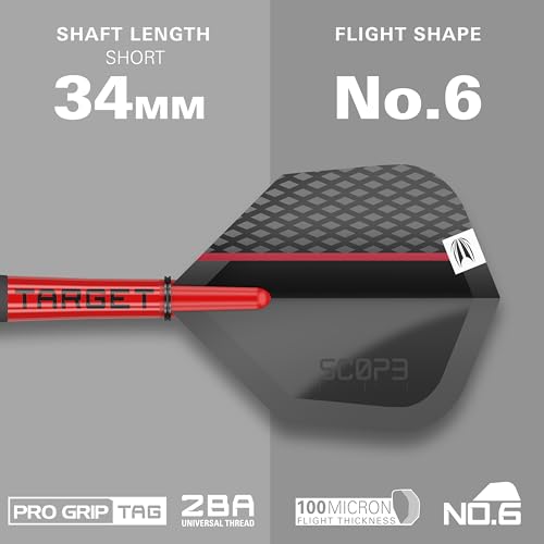 Target Darts Scope Steel Tip Swiss Point Darts, 90% Tungsten Dart Set | Steel Tip Dart, Red & Black Darts, Professional Dart Set with Swiss Points & Tool | Barrel 01/02/03/04 –21G/22G/23G/24G/25G - size: 25G, style: Barrel 02
