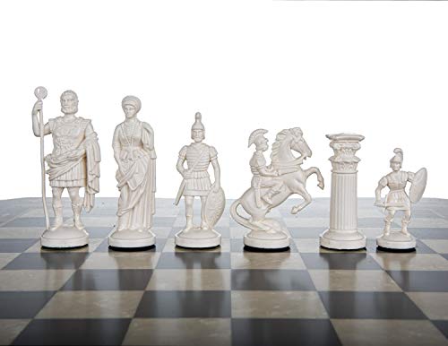 3 3/4" BLACK & WHITE Roman Legion Plastic Chess Pieces - felted