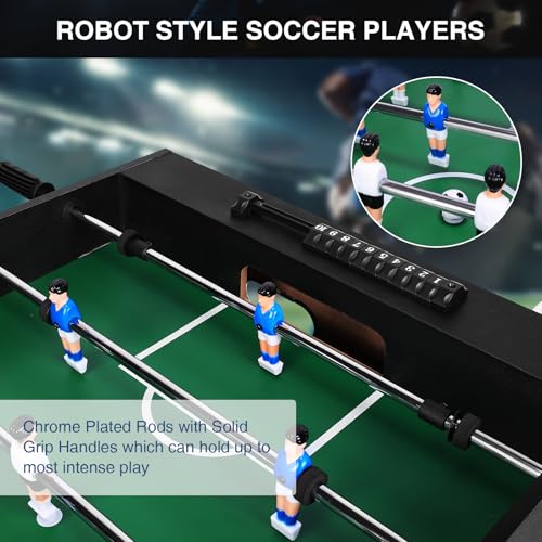 Foosball Table for Kids and Adults, Game Room Soccer Game Table w/Balls, Cup Holders, Ergonomic Handles,Wear Resist Heavy Duty Soccer Gaming Desk Reusable for Friends and Family Playing