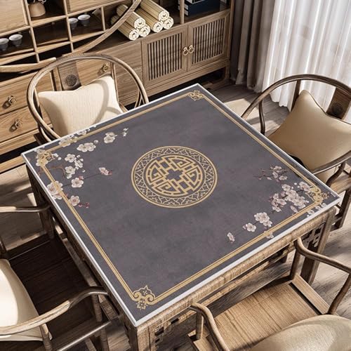 Square Mahjong Mat with Black Carrying Bag, Thick Anti Slip Tablecloth, Table Pad for Mahjong Poker and Tile Game(Gray1,85cm/33.4") - color: Gray1, size: 85cm/33.4"
