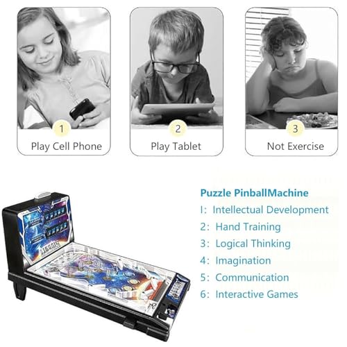 Pinball Machine Tabletop, Portable Pinball Machines for 4+ Year Old Boys and Girls, Electronic Pinball Game Toys with Light and Sound Effects, Digital-Counter, Birthday Party Gift
