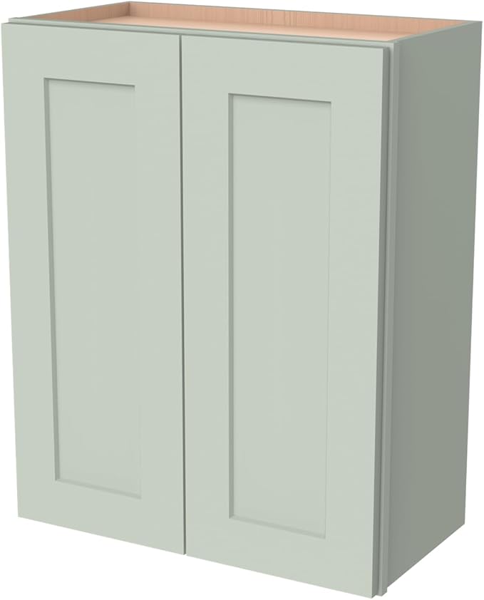 Wall-Mounted Cabinet – Solid Wood Shaker Style Medicine Cabinet with Adjustable Shelves & Soft-Close Doors for Bathroom, Kitchen, and Office Storage (Jade Green, 39" W x 12" D x 30" H)
