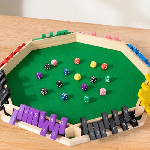 Shut The Box Game Wooden, 2-6 Players Shut The Box Dice Game, Wooden Board Table Math Game with 16 Dice, Close The Boxes Board Game Set for Classroom, Home, Party