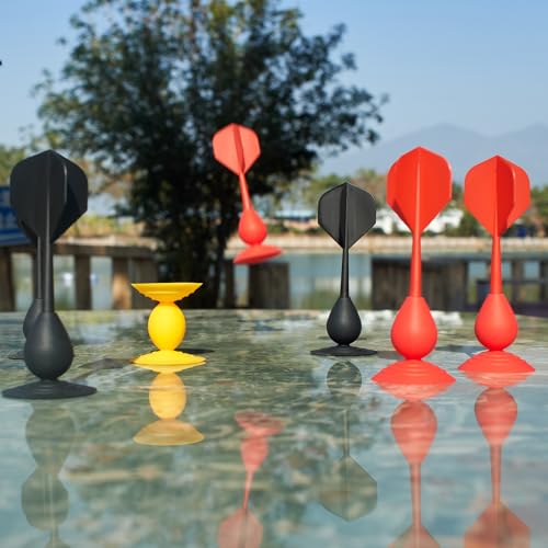 Sucker Darts Throwing Game Set, Silicone Suction Cup Toys - color: Red+black Flights