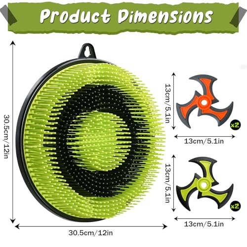Axe Throwing Game Set for Adults and Kids: Bristle Axe Target Board Game with 4 Throwing Stars, No Drill Mounting, Compact & Portable Design for Indoor Outdoor Use （12in）