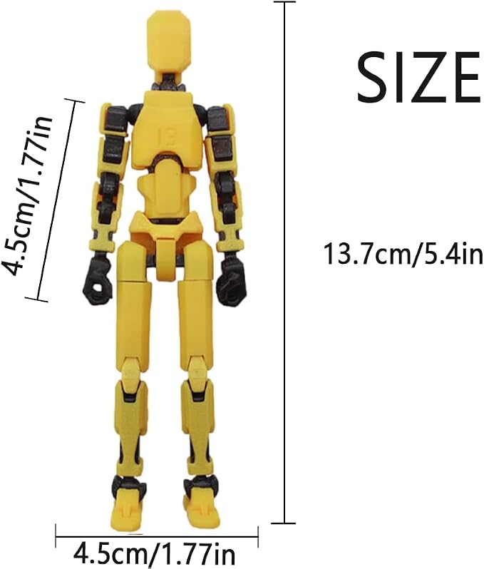 Dumwick Assembly Completed Titan 13 Action Figure Set,Titan 13 Robot Action Figures 3D Printed Multi Jointed Movable,Nova 13 Action Figure,Decorations for Action Figures (Yellow,1pc)