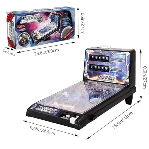Pinball Machine Tabletop, Portable Pinball Machines for 4+ Year Old Boys and Girls, Electronic Pinball Game Toys with Light and Sound Effects, Digital-Counter, Birthday Party Gift