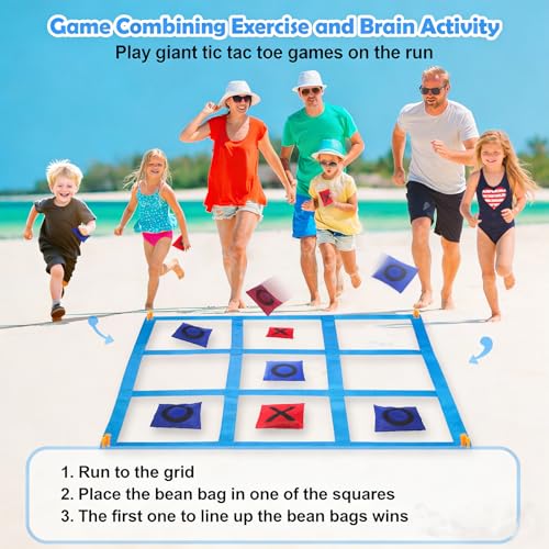 Giant Tic Tac Toe Bean Bag Toss Outdoor Games for Kids Adults Family-4X4FT Large Lawn Yard Carnival Field Day Games, Beach Backyard Camping Outside Family Reunion - size: Tic Tac Toe