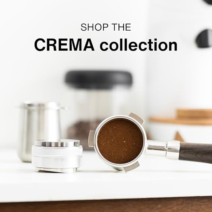 CREMA Coffee Products 58mm Bottomless Naked Portafilter | Compatible with 58mm for E61 | Includes Double Shot Filter Basket | Olivewood