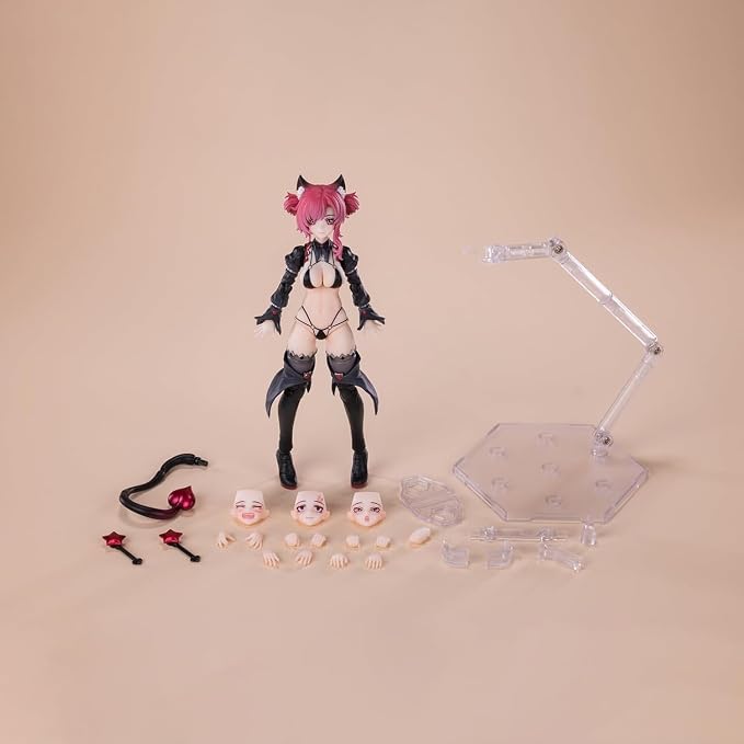 LEBOO EXSSRION 1/12 Action Figures Hoshikawa Neco Witch 6.3'' Movable Collectible Anime Figurine Model Kit, Ages 15+ (Red Version)