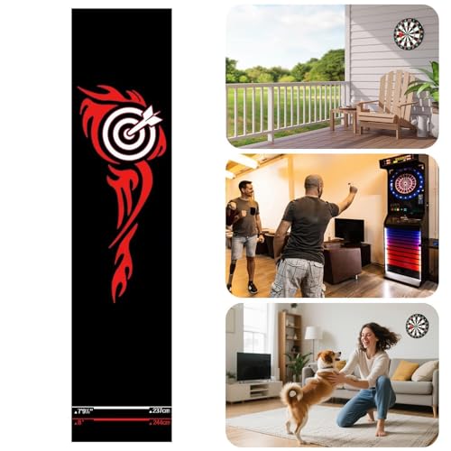 Dart Board Mat,Portable Floor Protection with Throw Line Non-Slip - Darts Distance Mat,for Game Room Recreation Center Sports Club Office Basement Garage - size: D
