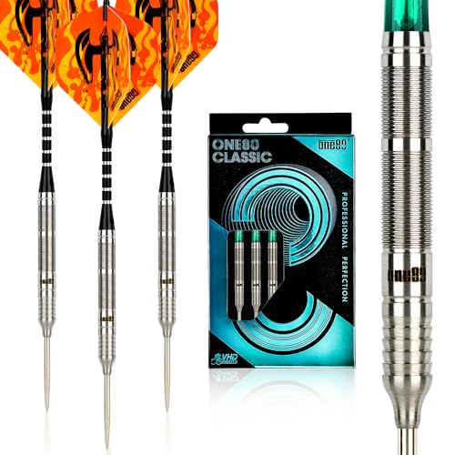 ONE80 90% VHD Steel Tip Tungsten Dart, Professional Barrel Style with Extra Flights, Shafts and Sharpener Gift Box Packaging - style: H-21g