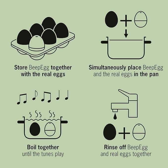 90s BeepEgg – Egg Timer for Boiling Eggs – Musical Egg Cooker for Soft, Medium, Hard Boiled Eggs – Food Safe – Singing Floating Egg Timer – Egg Cooker for 3 Levels of Doneness - Brainstream