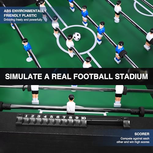 Foosball Table for Kids and Adults, Game Room Soccer Game Table w/Balls, Cup Holders, Ergonomic Handles,Wear Resist Heavy Duty Soccer Gaming Desk Reusable for Friends and Family Playing