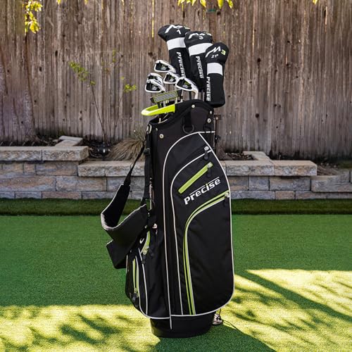 Precise M3 Men’s 14-Piece Golf Set – 460cc Driver, Wood, Hybrid, 6-PW Irons, Putter, Stand Bag, 3 Headcovers and Cover - RH - size: Green - Tall Size +1"