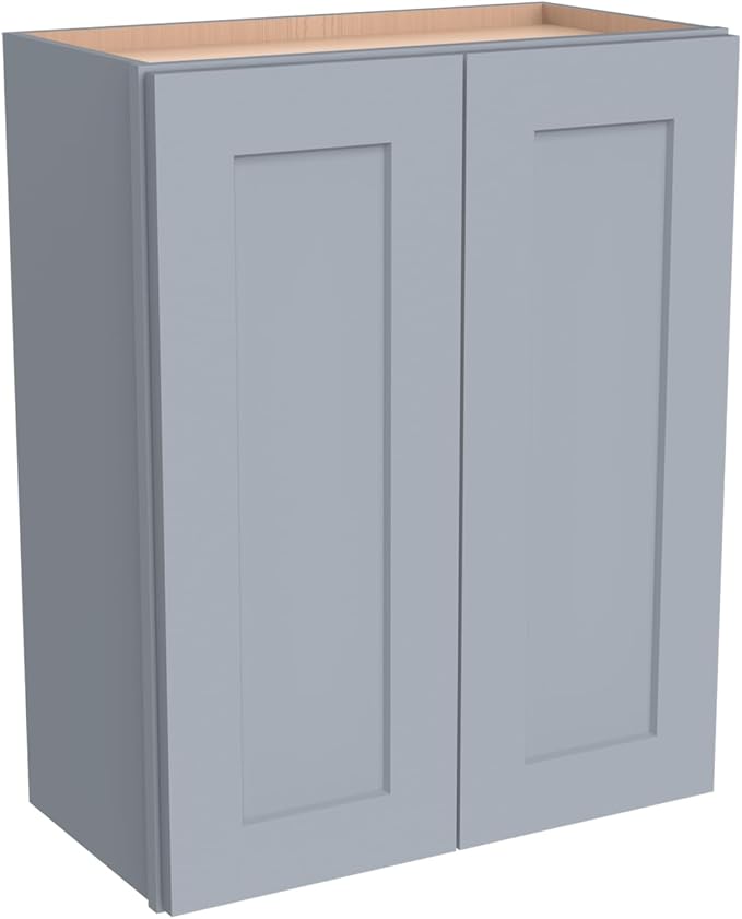 Wall-Mounted Cabinet – Solid Wood Shaker Style Medicine Cabinet with Adjustable Shelves & Soft-Close Doors for Bathroom, Kitchen, and Office Storage (Grey, 39" W x 12" D x 42" H)