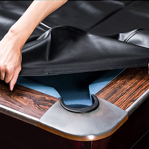 Pool Table Cover, Heavy Duty Leatherette Billiard Table Cover | Waterproof & Tearproof Cover for Pool Table, Black, 9FT-112"LX 62"WX 8"H - color: Black, size: 9FT (112" x 62" x 7.3")