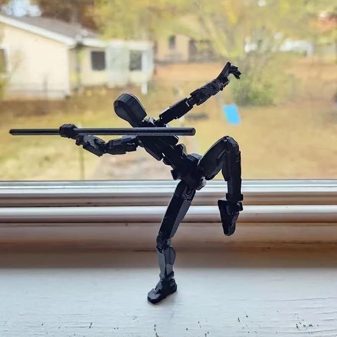Dumwick Titan13 Action Figure, Lucky Robot 13 Action Figure,3D Printed Multi-Jointed Movable Action Figures,Dummy Robot 13 Figure Creative Gifts for Kids Adults (Black)