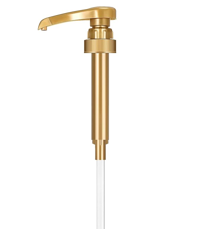1-Pack Gold Coffee Syrup Pump Dispenser – Fits 750ml Syrup Bottles – Reusable Pump for Flavored Coffee, Tea, Beverages