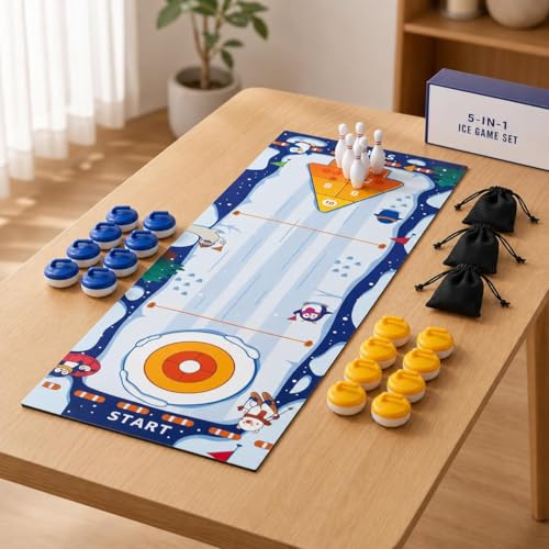 Tabletop Games Set, Indoor Bowling Game, Portable Shuffleboard & Mini Games, Enjoyment