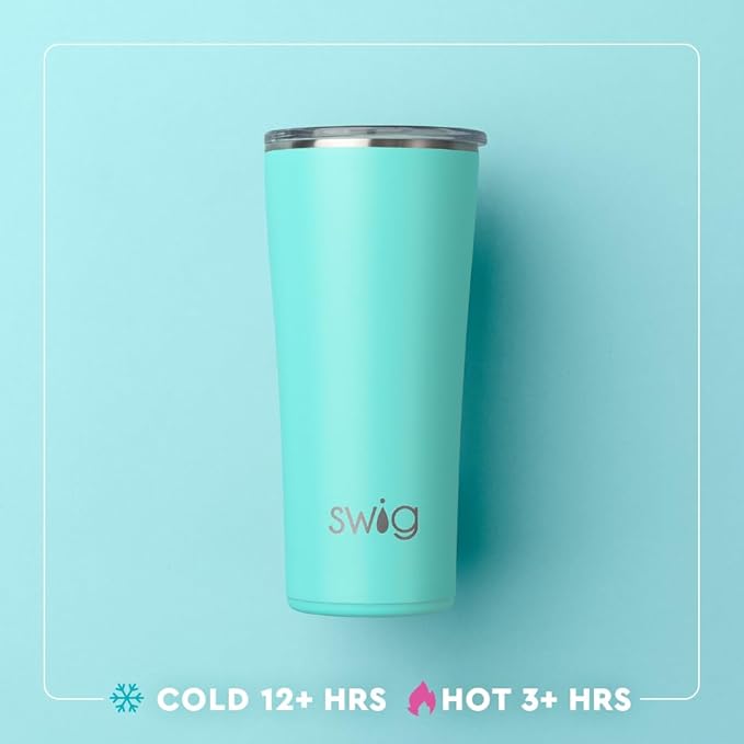 Swig Life 22oz Insulated Tumbler, Travel Coffee Tumbler with Lid, Cup Holder Friendly Travel Coffee Mug, Stainless Steel (Holly Jolly)