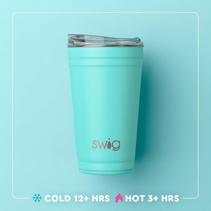 Swig Life 24oz Party Cup, Stackable Insulated Travel Coffee Tumbler with EZ Slider Lid, Cup Holder Friendly, Stainless Steel 24 oz Tumbler, Reusable Coffee Mug (Howdy Yall)
