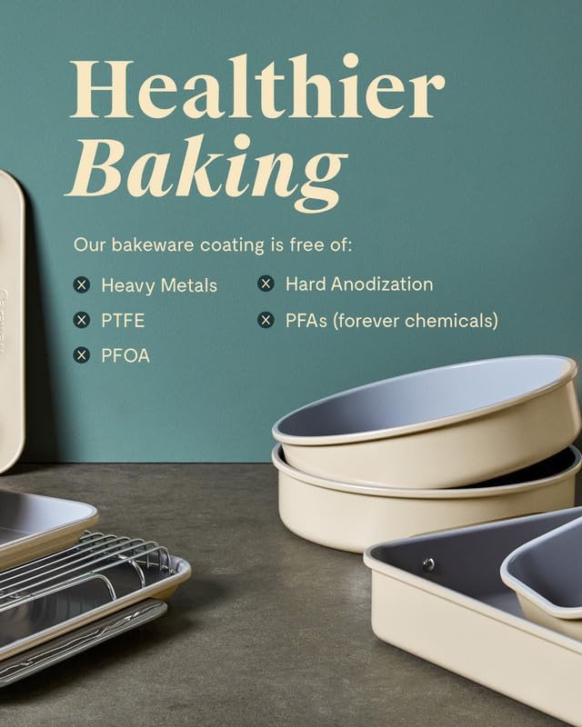 Caraway Non-Stick Ceramic 9” Square Pan - Naturally Slick Ceramic Coating - Non-Toxic, PTFE & PFOA Free - Perfect for Brownies, Lemon Bars, Cakes, & More - Sage
