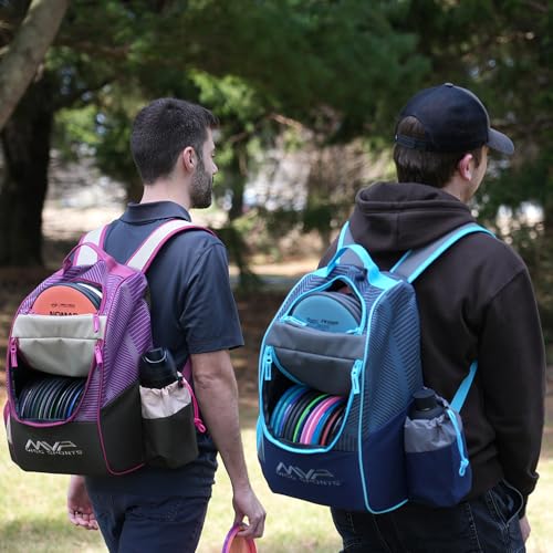 MVP Disc Sports Shuttle Disc Golf Backpack Bag (Choose Your Style and Color) - color: Khaki/Purple, style: With Velcro Side Panel
