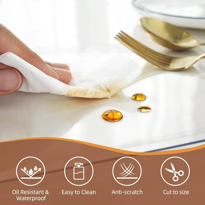 Warmstar Clear Rectangular Table Protector, 44 x 120 Inch, 1.5mm PVC, Desk & Dining Table Cover