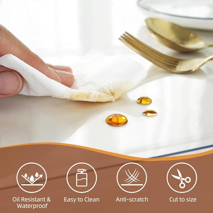 Warmstar Clear Table Cover Protector, 60 x 96 Inch, 1.5mm Thick PVC, Rectangle, Desk & Dining Table Protector Mat