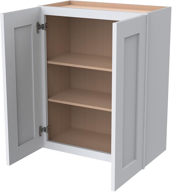 Wall-Mounted Cabinet – Solid Wood Shaker Style Medicine Cabinet with Adjustable Shelves & Soft-Close Doors for Bathroom, Kitchen, and Office Storage (White, 36" W x 12" D x 42" H)