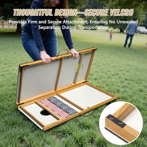 Cornhole Board Set,Corn Hole Games for Adults Outdoor,2X4FT Solid Wood Regulation Cornhole Boards with 8 Cornhole Beans Bags & Carry Case - style: Eagle's Head&American Flag