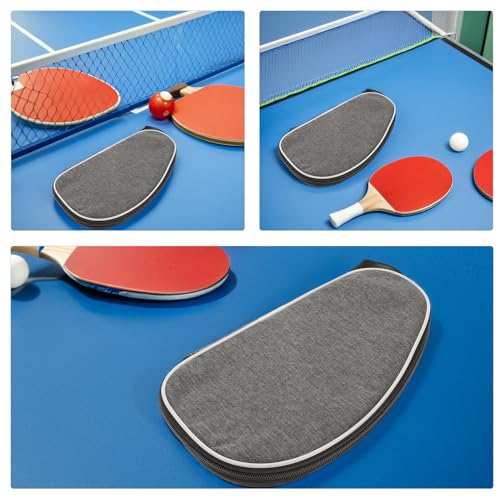 Cabilock 2pcs Table Tennis Racket Case Paddle Bag with Zipper Storage Organizer Grey Shell Portable Sports Bag for Ping Pong Paddle and Ball Carrying