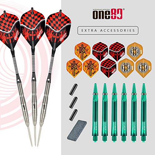 ONE80 90% VHD Steel Tip Tungsten Dart, Professional Barrel Style with Extra Flights, Shafts and Sharpener Gift Box Packaging - style: C-22g