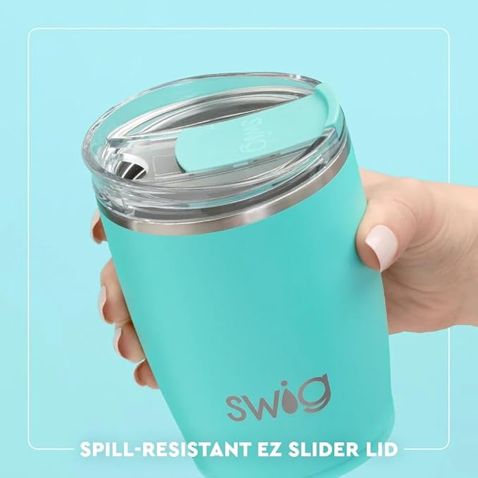 Swig Life 12oz Insulated Tumbler, Travel Coffee Tumbler with Lid, Cup Holder Friendly Travel Coffee Mug, Stainless Steel, 12 oz Reusable Insulated Coffee Mug (Saturdays in Stillwater)