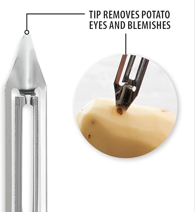 Rada Cutlery Vegetable Peeler (W232), 1.75" Stainless Steel Swiveling Blade, Black Handle, Pack of 2