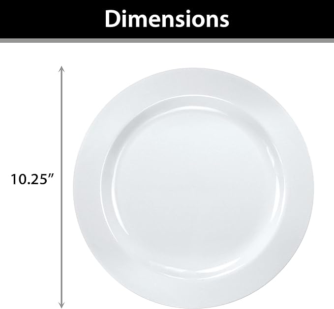 Lillian Tablesettings Premium Quality Heavyweight 10.25 inch Plastic Plates China Like, Wedding and Party Dinnerware Plastic Plates White Pearl - 30 Count