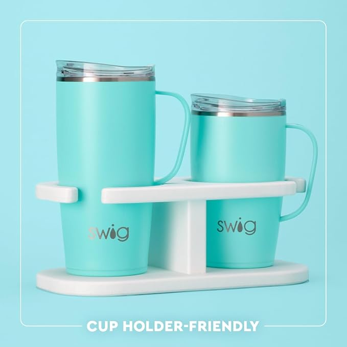 Swig Life 18oz Travel Mug, Insulated Tumbler with Handle and Lid, Travel Coffee Mug, Cup Holder Friendly, Stainless Steel 18 oz Tumbler, Reusable Insulated with Lid (Strawberry Shortcake)