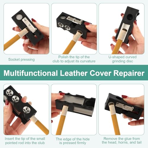 Billiards Pool Cue Tip Shaper, Pool Cue Tips Replacement Kit, 11-in-1 Tips Accessories Tool for Billiards Enthusiastsm