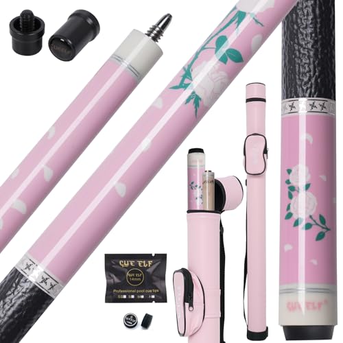 CUEELF Pink Pool Cue Stick 58inches Canadian Maple Billiard Cue Sticks Professional Pool Stick Gifts for Women and Ladies - color: Pink+Black, size: 20 oz