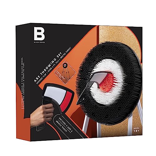 Black Series Axe Throwing Set – Indoor & Outdoor Party Game| Safe Plastic Throwing Axes| Collapsible Target| Backyard Game, Carnival Game, Beach Camping, Tailgating Essential| Fun Sports Activity Gift
