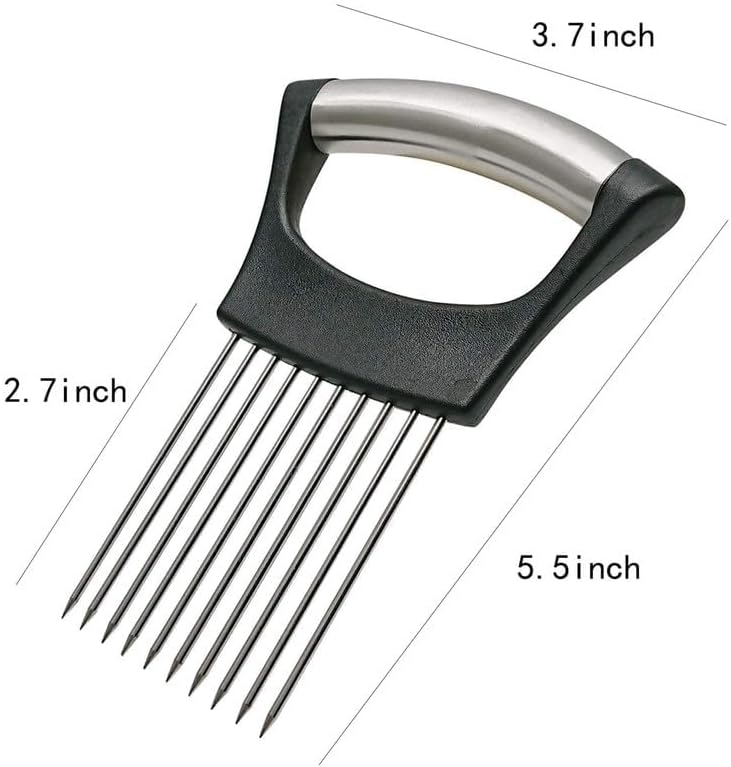 2025 Upgraded Onion Slicer, Onion Holder Chopper for Slicing, Chopper Slicer Assistant Tool, Cutter for Slicing of Meat, Potato, Tomato Kitchen Gadgets (1, Black)