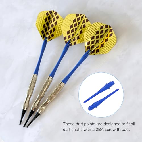 Plastic Dart Tips 2BA Thread, 30 Pack Soft Tip Dart Points Replacement Dart Accessories, Blue