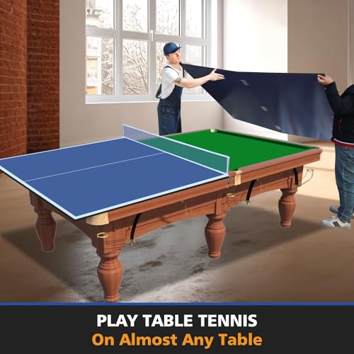 7/8/9ft Mid-Size Ping Pong Conversion Top with Net Set for Billiard and Pool Tables - Regulation Top Converts Billiards into Ping Pong Table Blue/Green/Black - color: Blue, size: 9 FT