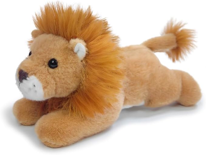 Lion Stuffed Animal for Kids,8 inch Realistic Animal Plush Toy Lying Down Posture Animals,Plush Lion for Boys Girls Adult Birthday Hug Teaching(S-Lion)