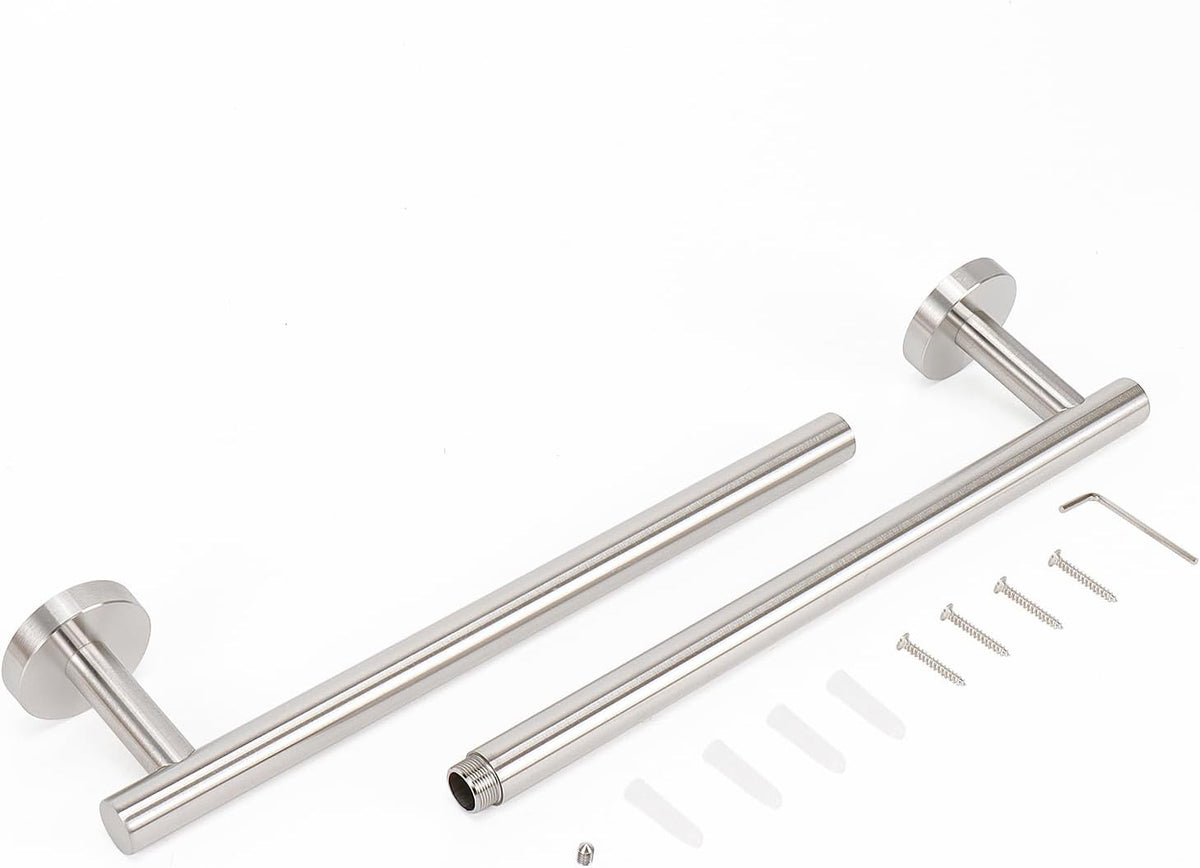 NearMoon Bath Towel Bar, Bath Accessories Thicken Stainless Steel Shower Towel Rack for Bathroom, Towel Holder Wall Mounted (1 Pack, Brushed Nickel, 24 Inch)