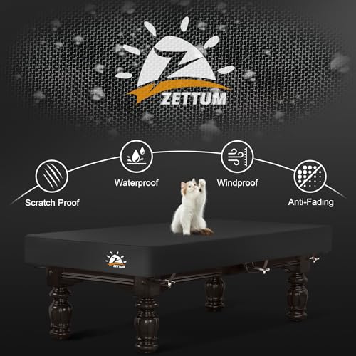 Zettum Pool Table Cover - 7/8/9 Feet Billiard Table Covers, 600D Waterproof & Heavy Duty Covers for Billiard Pool Table, Scratch-Proof UV Protection Snooker Furniture Table Cover - 7 Feet - size: 7FT - 92"L x 52"W x 8“H