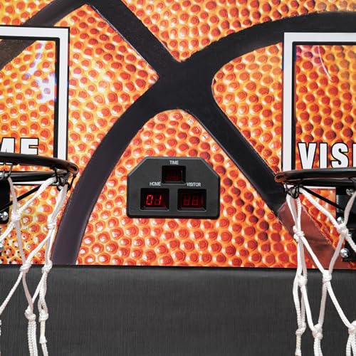Electronic Basketball Arcade Game Shot Dual Shot Foldable Basketball Machine Indoor Basketball Hoop Arcade with Digital Scoring and Timer 5 Balls and 2 Nets for Teen & Adults Home